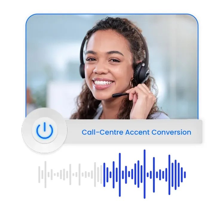 A lady at a call center using Altered accent conversion 