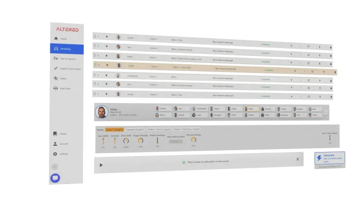 altered studio showing how to tailor pitch and set speaking style and intonation of generated ai voices