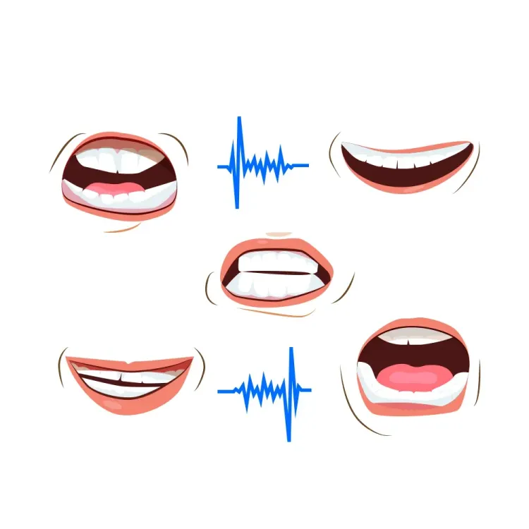 variouse mouths that create mouth sounds that can be removed by altered voice cleaner