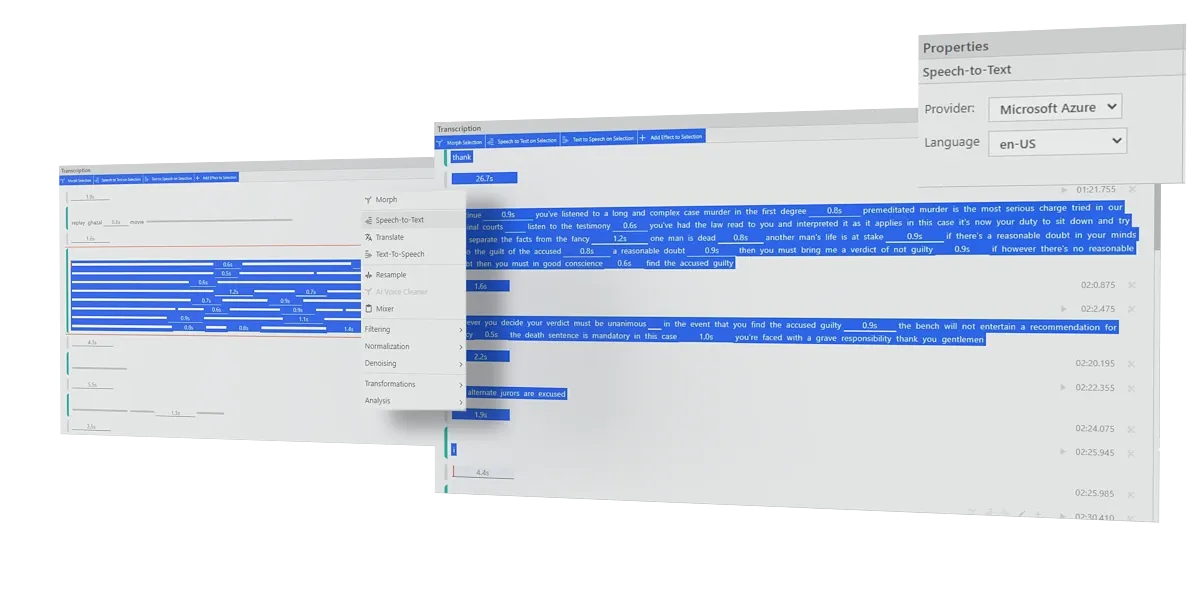 AI-powered speech transcription in Altered Studio